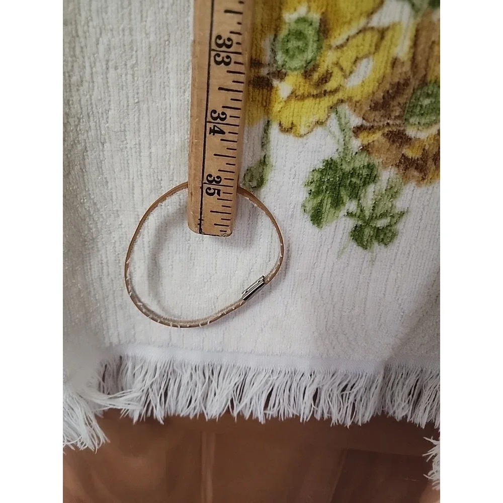 Vtg 70s Lady Pepperell Bath Towel Yellow Floral Cottage Granny Core Fringe